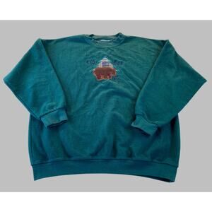 Northern Reflections Sweatshirt Green Bear Plaid Tree Logo Size Medium